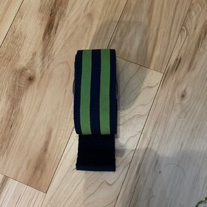 Blue and Green Striped D-ring Belt